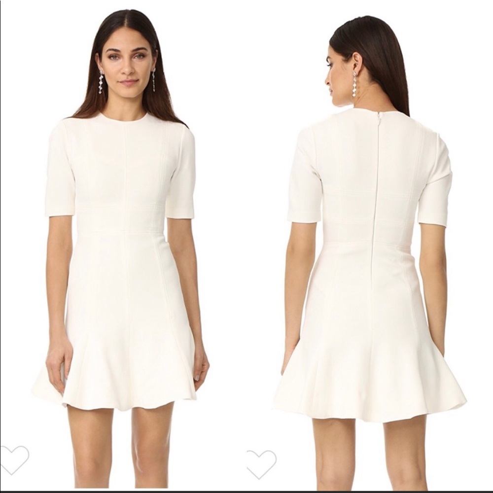 cinq a sept Sela ivory bodycon ruffle dress